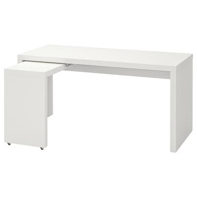 白垩土的书桌与撤军面板,白色,151 x65厘米