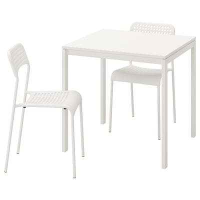 MELLTORP /中桌子和2把椅子,白色/白色,75 x75厘米