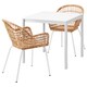 MELLTORP / NILSOVE桌子和2把椅子,白色/白色藤75 x75厘米