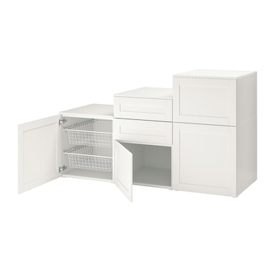 PLATSA与门和抽屉柜,白色/ Sannidal白色180 x57x103厘米