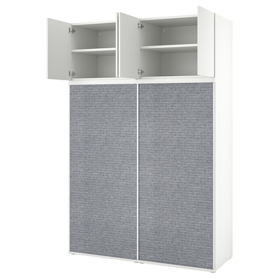 PLATSA衣柜w 2滑动门+ 4门,白色Larkollen /深灰色FONNES白色160 x57x241厘米