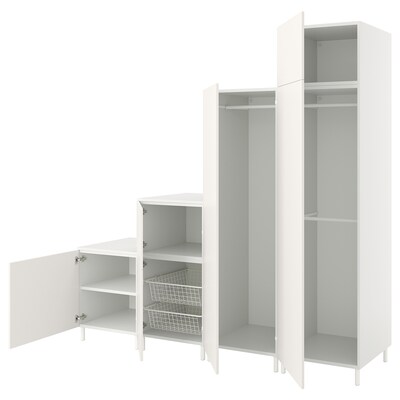 PLATSA衣柜w 6门,白色/ Fonnes白色240 x57x231厘米