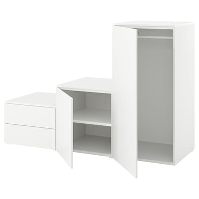 PLATSA与2 + 2门衣柜抽屉里,白色/ Fonnes白色180 x57x123厘米