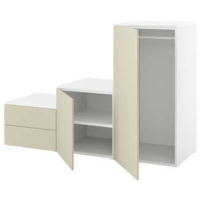 PLATSA与2 + 2门衣柜抽屉里,白色/ Skatval浅米色,180 x57x123厘米