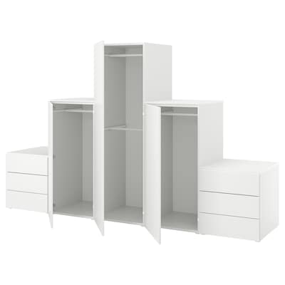 PLATSA与3 + 6门衣柜抽屉里,白色/ Fonnes白色300 x57x181厘米
