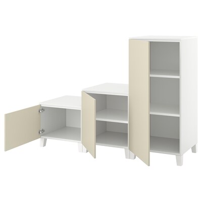 PLATSA与3门衣柜,白色/ Skatval浅米色,180 x57x133厘米