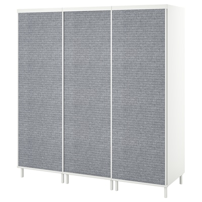 PLATSA衣柜3滑动门,白色Larkollen /深灰色,x57x191 180厘米