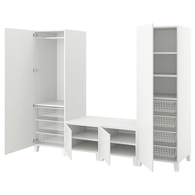 PLATSA衣柜4门,白色/ Fonnes白色240 x57x191厘米