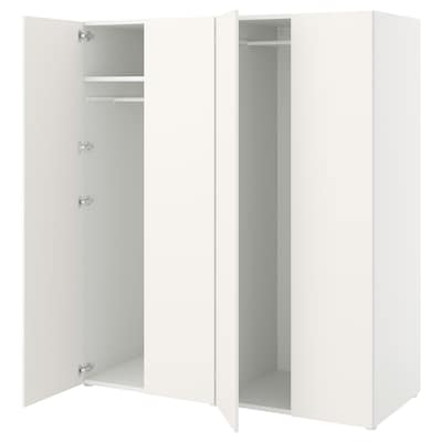 PLATSA衣柜4门,白色/ Fonnes白色160 x57x181厘米