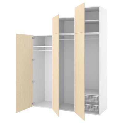 PLATSA衣柜有5门,白色/ Kalbaden活泼松效果,180 x57x241厘米
