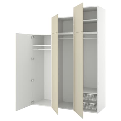 PLATSA衣柜有5门,白色/ Skatval浅米色,180 x57x241厘米