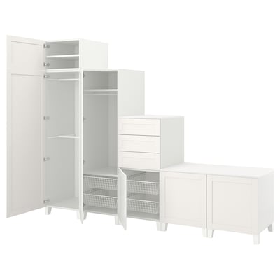 PLATSA与6 + 3门衣柜抽屉里,白色/ Sannidal白色300 x57x231厘米