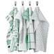 RINNIG茶巾,白色/绿色/图案,x60 45厘米