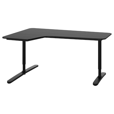 BEKANT角落的桌子左边,黑色染色单板/黑灰,160年x110厘米
