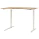 BEKANT角落的桌子坐/站,白橡木单板染色/白色,160 x110厘米