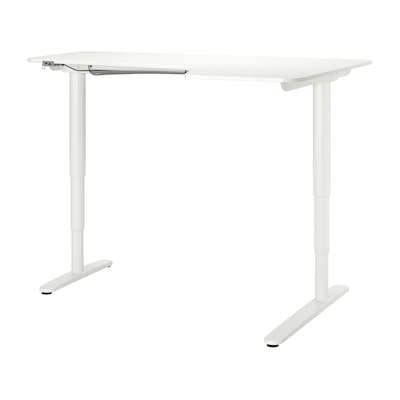 BEKANT角落的桌子坐/站,白色,160 x110厘米