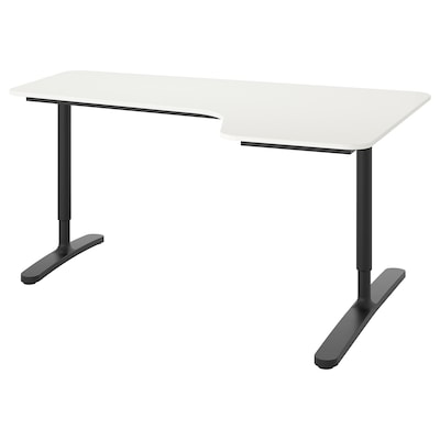BEKANT角落的桌子,白色/黑色,160 x110厘米