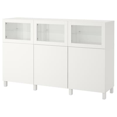BESTA存储结合门,白色Lappviken / Sindvik白色透明玻璃,180 x42x112厘米
