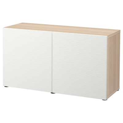 BESTA存储结合门,白色染色橡木效应/ Laxviken白色120 x42x65厘米
