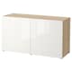 BESTA存储结合门,白色染色橡木影响/ Selsviken高光泽/白色,120 x42x65厘米