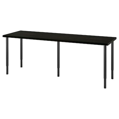 LAGKAPTEN /玻办公桌,黑褐色或黑色,200 x60厘米