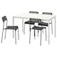 MELLTORP /中桌子和4把椅子,白色/黑色,125厘米