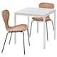 MELLTORP / ALVSTA桌子和2把椅子,白色白色/黑藤75 x75厘米