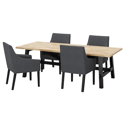 SKOGSTA /萨卡利亚桌子和4把椅子,金合欢黑色/ Sporda深灰色235 x100厘米