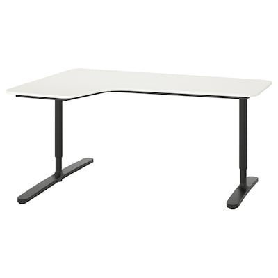 BEKANT左角落的桌子,白色/黑色,160 x110厘米