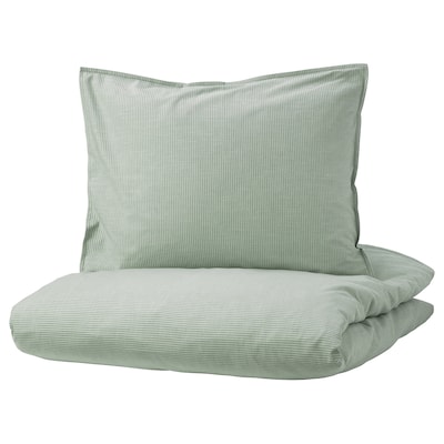 BERGPALM被套和枕套,绿色/条纹150 x200/50x60厘米