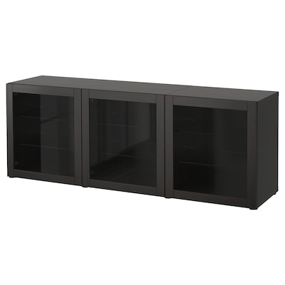 BESTA存储结合门,黑褐色/ Sindvik的黑褐色透明玻璃180 x42x65厘米