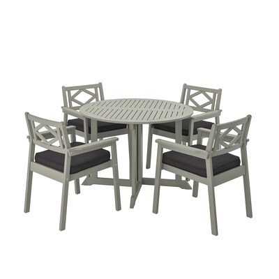 BONDHOLMEN桌子+ 4把椅子扶手,户外,灰色的彩色/ Jarpon / Duvholmen无烟煤