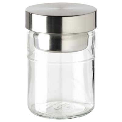 DAGKLAR Jar与插入、透明玻璃/不锈钢,0.4 l