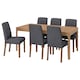 EKEDALEN / BERGMUND桌子和6把椅子,橡树效应/贡纳中灰色,180/240厘米