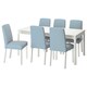 EKEDALEN / BERGMUND桌子和6把椅子,白色/ Rommele深蓝色/白色,180/240厘米