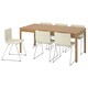 EKEDALEN / BERNHARD桌子和6把椅子,橡木/ Mjuk白色,180/240厘米