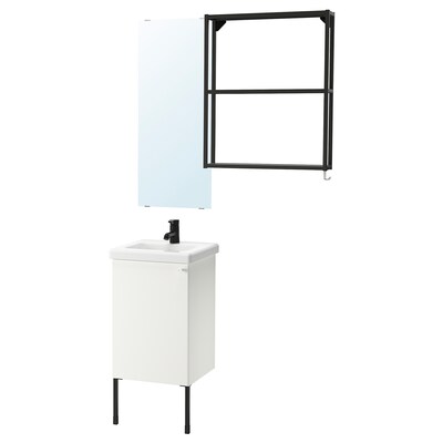 ENHET / TVALLEN浴室家具,10套,白色/无烟煤Saljen丝锥,x43x87 44厘米