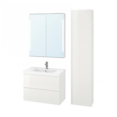 GODMORGON / ODENSVIK浴室家具,组5,高光泽白色/ Brogrund丝锥,83厘米