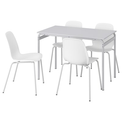 GRASALA /丽达桌子和4把椅子,灰色/白色白色,110厘米