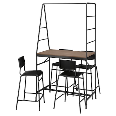 HAVERUD /斯蒂格表和4个凳子,黑色/黑色,105厘米