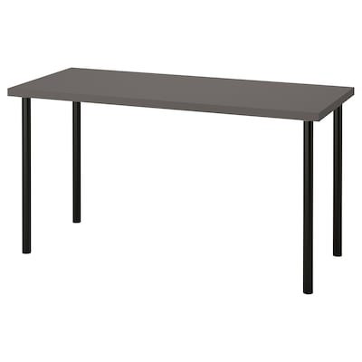 LAGKAPTEN /阿办公桌,暗灰色/黑色,x60 140厘米