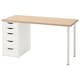 LAGKAPTEN /亚历克斯的桌子,白色/白色染色橡木影响,x60 140厘米