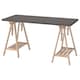 LAGKAPTEN / MITTBACK办公桌,深灰色/桦木、140 x60厘米