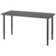 LAGKAPTEN /玻办公桌,暗灰色/黑色,x60 140厘米