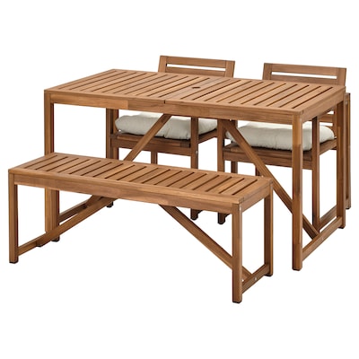 NAMMARO表+ 2椅子+凳子、户外、浅棕色染色/ Kuddarna米色