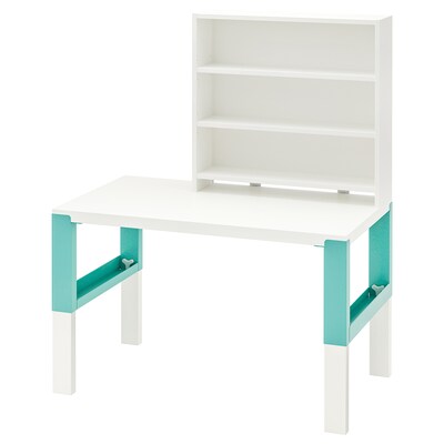 PAHL书桌与书架上单位,白色/绿松石96 x58厘米