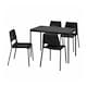 SANDSBERG /特奥多尔桌子和4把椅子,黑色/黑色,110 x67厘米