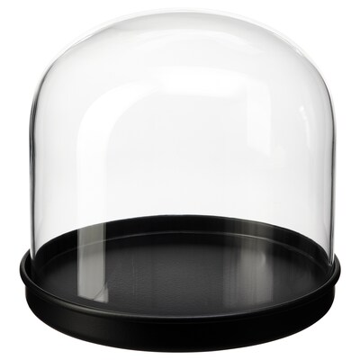 SKONJA玻璃圆顶和基地,透明玻璃/黑色,16厘米