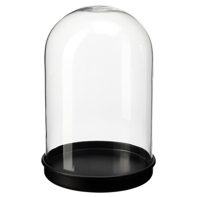 SKONJA玻璃圆顶和基地,透明玻璃/黑色,21厘米