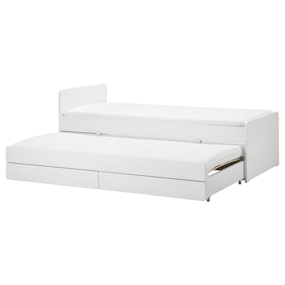 SLAKT床框架底座和存储,白色,90 x200型cm
